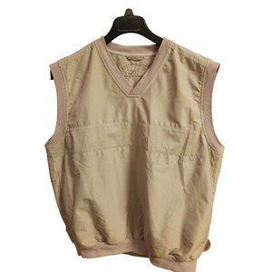 Cutter And Buck Golf Clima Guard Windbreaker Vest Lightweight Beige Sz L Lined